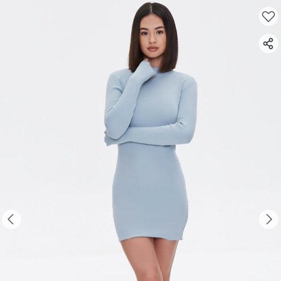 Forever 21 Ribbed Mock Neck Bodycon Dress S - Picture 1 of 7